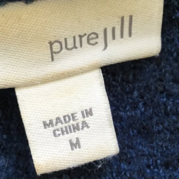 PureJill Wool Blend Button Blue Cardigan m - Picture 5 of 9